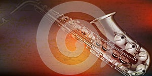 Abstract background with saxophone on brown