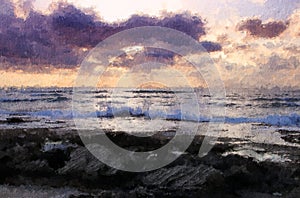 Abstract background of sea mood oil painting style photo