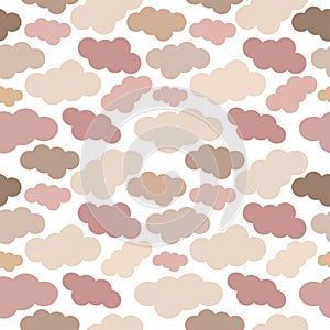 Abstract background. Seamless vector pattern. Pink pastel shades clouds on a transparent background.