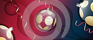 Abstract background with serpentine and christmas balls