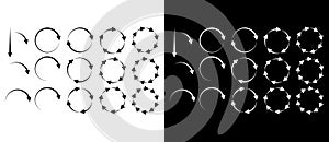 Abstract background with set arrows in circle. Art design for any project. A black figure on a white background and an equally