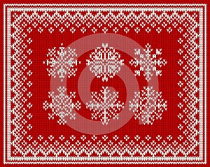 Abstract background with set of knitted snowflake