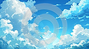 This is an abstract background showing an abstract blue sky with white clouds, transparent smoke texture, condensate