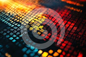 Abstract background showing colorful digital display with pixels creating data visualization