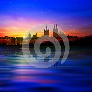 Abstract background with silhouette of cologne and
