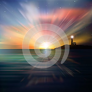 Abstract background with silhouette of lighthouse