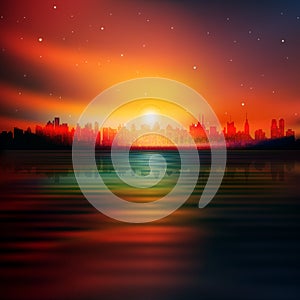 Abstract background with silhouette of New York