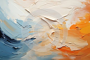 Abstract background, smears of white, blue and orange paint