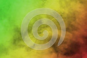 Abstract background smoke curves and wave reggae colors green, yellow, red colored in flag of reggae music