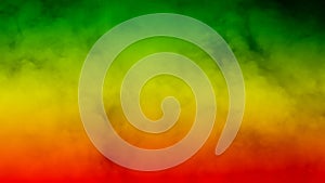 abstract background smoke curves and wave reggae colors green, yellow, red colored in flag of reggae music