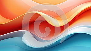 Abstract background with smooth 3d waves. Colourful modern design. Yellow, red and light blue colors minimalist banner