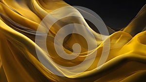 Abstract background of smooth flowing silk with soft wave of yellow and black colors