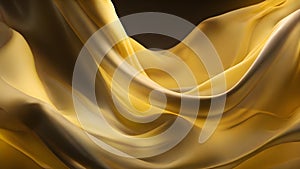 Abstract background of smooth flowing silk with soft wave of yellow and black colors