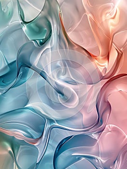 Abstract background with smooth lines in blue, pink and white colors