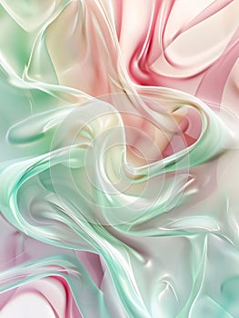 abstract background with smooth lines in green, pink and white colors