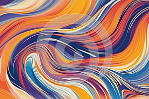 Abstract background. Smooth multi-colored lines and curves. Watercolor mixing of paints