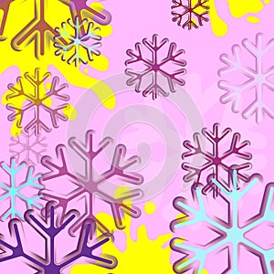 Abstract background with snowflake. Blue and pink snowflake background. Christmas light vector background. Card or invitation