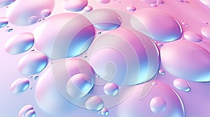 Abstract background with soft bubbles in pink and blue light. Holographic bubbles backdrop.