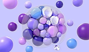 Abstract background with soft colored balls on purple background
