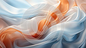 abstract background of soft, flowing fabric waves in blue, white and Gold. interplay of warm and cool colors