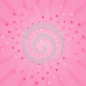 Abstract background. Soft Pink rays and stars background. Vector