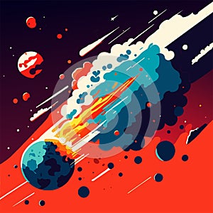 Abstract background with space rocket and planets. Vector illustration for your design AI Generated