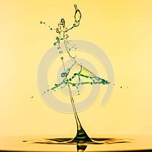 Abstract background of splash of color water, collision of colored drops,
