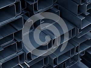 Abstract background with stack numerous metallic profile