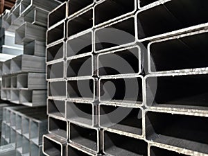 Abstract background with stack numerous metallic profile