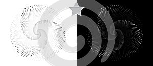 Abstract background with stars in circle. Art design spiral as logo or icon. A black figure on a white background and an equally