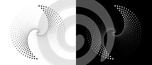 Abstract background with stars in circle. Art design spiral as logo or icon. A black figure on a white background and an equally
