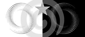 Abstract background with stars in circle. Art design spiral as logo or icon. A black figure on a white background and an equally