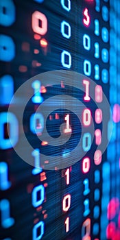 Abstract Background of Streaming Binary Code, Data Flow, Programming. Digital Technology.