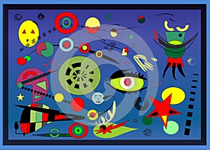 Abstract background, style Miro `French painter photo