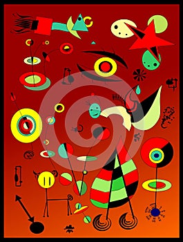 Abstract background, style Miro `French painter