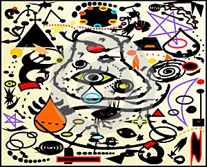 Abstract background, style Miro `French painter photo