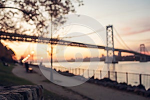 Defocus sunset bridge abstract background photo