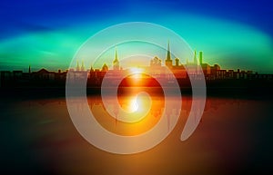 Abstract background with sunset in Tallinn