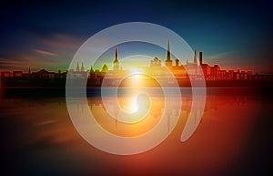 Abstract background with sunset in Tallinn