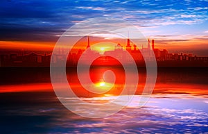 Abstract background with sunset in Tallinn