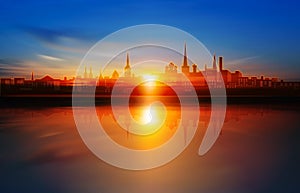 Abstract background with sunset in Tallinn