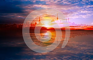 Abstract background with sunset in Tallinn