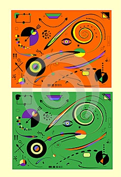 Abstract background, surrealism art style , set 2 color variants- 18-269