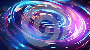 Abstract background with swirl of colors twisting in motion in vivid color vortex.