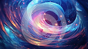 Abstract background with swirl of colors twisting in motion in vivid color vortex.