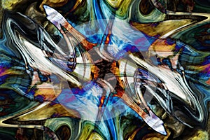 Abstract background with swirling movements in elemental structure.