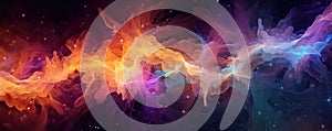 Abstract background with swirling particles and cosmic elements, representing creativity and inspiration in the world panorama photo