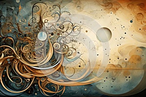 Abstract background with symbols of dreams and subconsciou