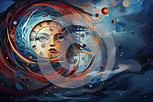 Abstract background with symbols of dreams and subconsciou