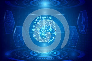 abstract background technology concept in blue light,brain and human body heal